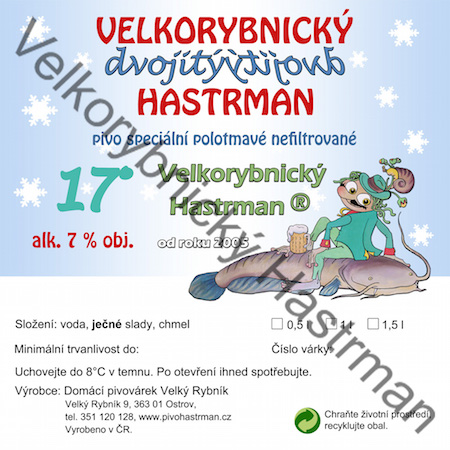 Etiketa Velkorybnický dvojitý Hastrman (2015) © Velkorybnický Hastrman