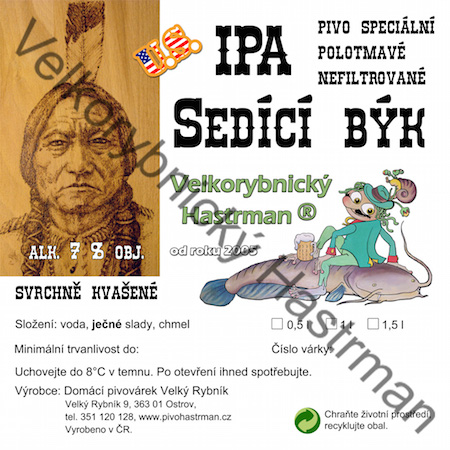 Etiketa U.S. IPA Sedící býk (2015) © Velkorybnický Hastrman