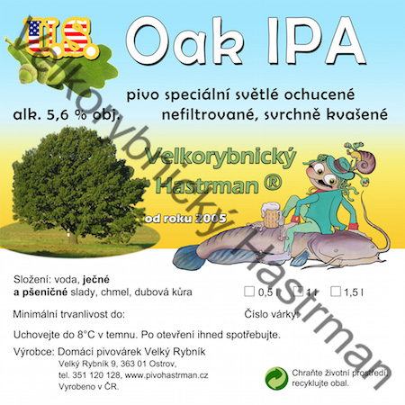 Etiketa U.S. Oak IPA (2015) © Velkorybnický Hastrman