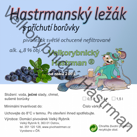 Etiketa Ležák s příchutí borůvky (2015) © Velkorybnický Hastrman