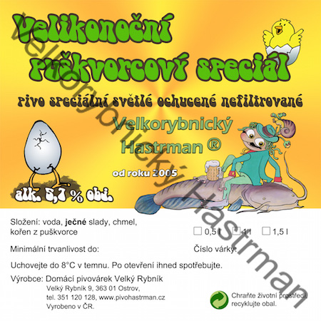 Etiketa Velikonoční puškvorcový speciál (2015) © Velkorybnický Hastrman