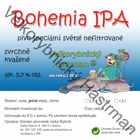 Etiketa Bohemia IPA (2015) © Velkorybnický Hastrman