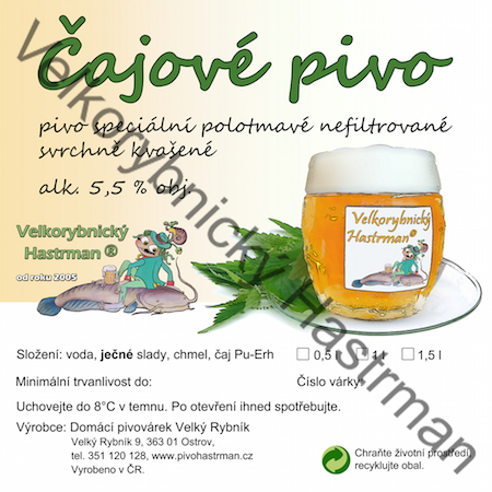 Etiketa Čajové pivo (2015) © Velkorybnický Hastrman