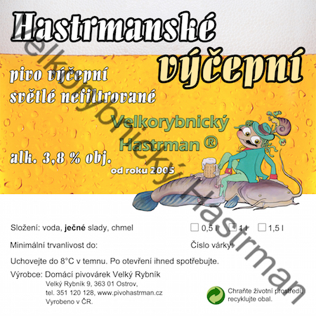 Etiketa Hastrmanské výčepní (2015) © Velkorybnický Hastrman