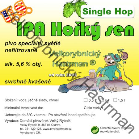 Etiketa U.S. IPA Hořký sen (2015) © Velkorybnický Hastrman