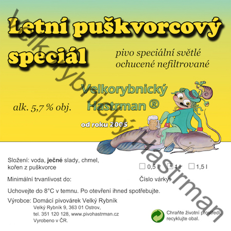 Etiketa Letní puškvorcový speciál (2015) © Velkorybnický Hastrman