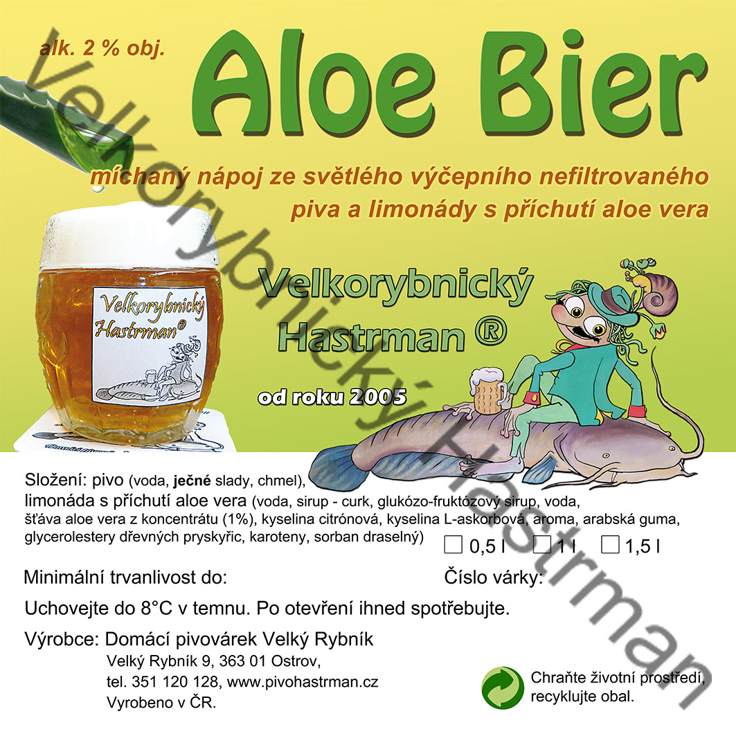 Etiketa Aloe Bier (2015) © Velkorybnický Hastrman