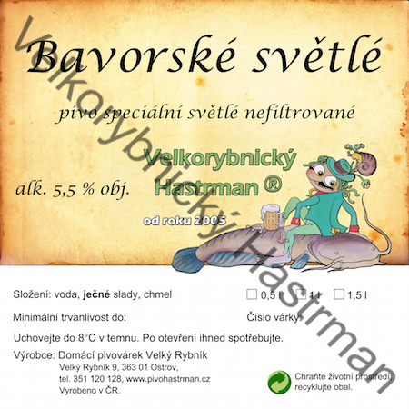 Etiketa Bavorské světlé (2015) © Velkorybnický Hastrman