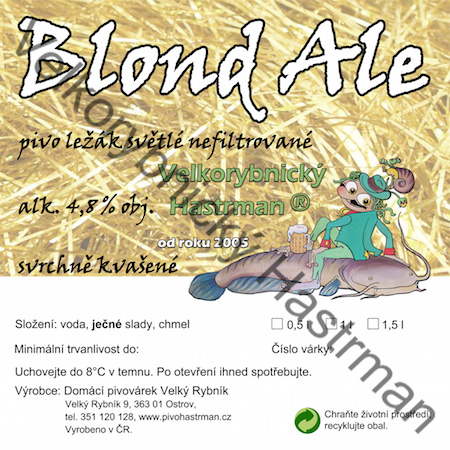 Etiketa Blond Ale (2015) © Velkorybnický Hastrman