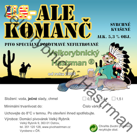 Etiketa U.S. ALE Komanč (2016) © Velkorybnický Hastrman