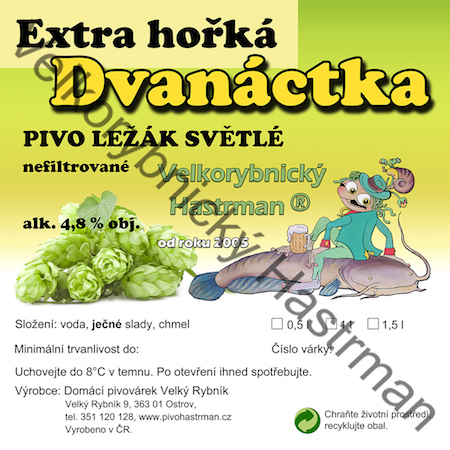 Etiketa Extra hořká Dvanáctka (2016) © Velkorybnický Hastrman