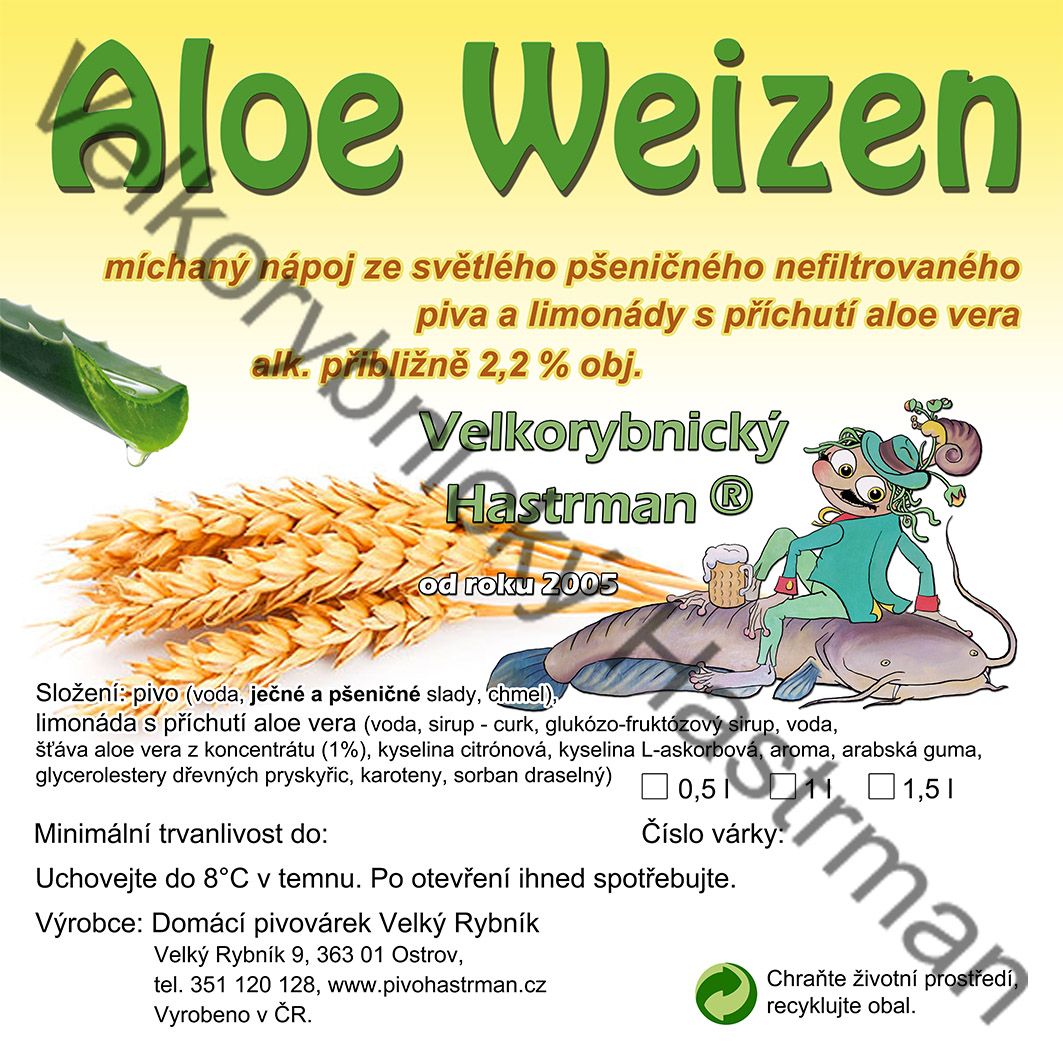 Etiketa Aloe Weizen (2016) © Velkorybnický Hastrman