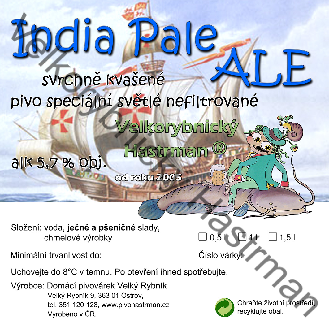 Etiketa India Pale Ale (2016) © Velkorybnický Hastrman