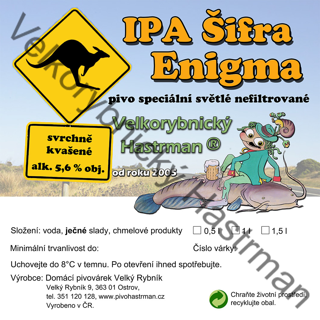 Etiketa IPA Šifra Enigma (2016) © Velkorybnický Hastrman