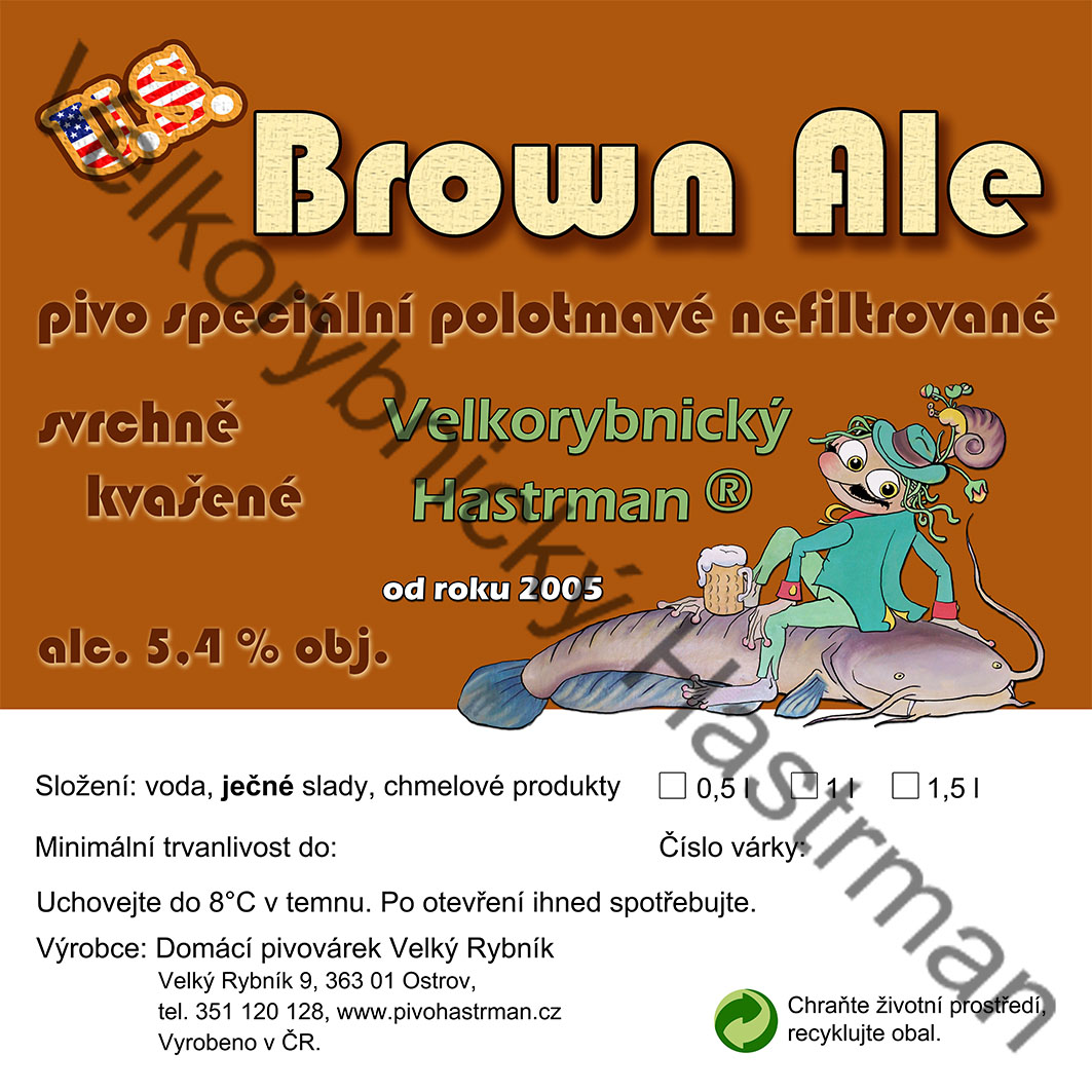 Etiketa U.S. Brown Ale (2016) © Velkorybnický Hastrman