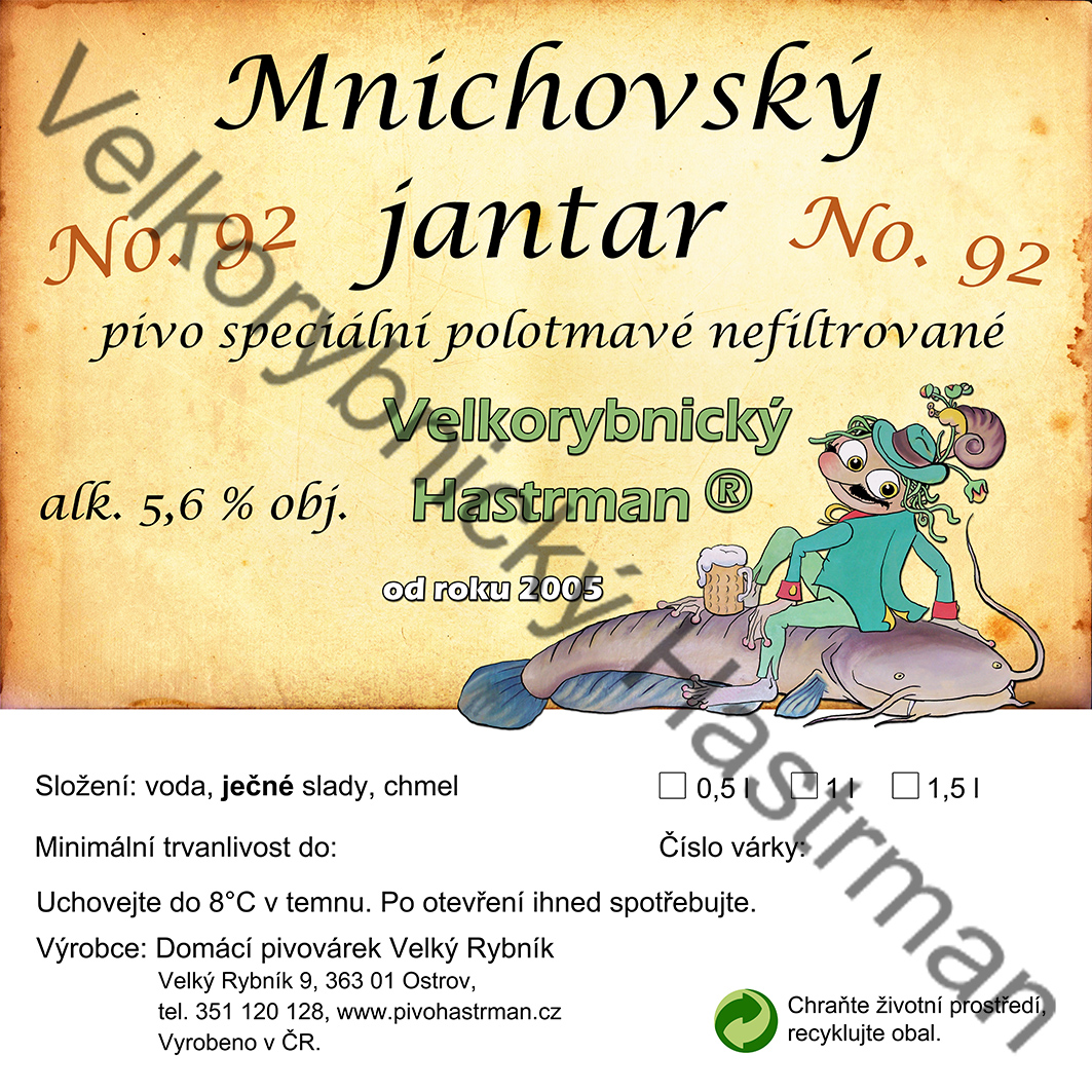 Etiketa Mnichovský jantar No. 92 (2017) © Velkorybnický Hastrman