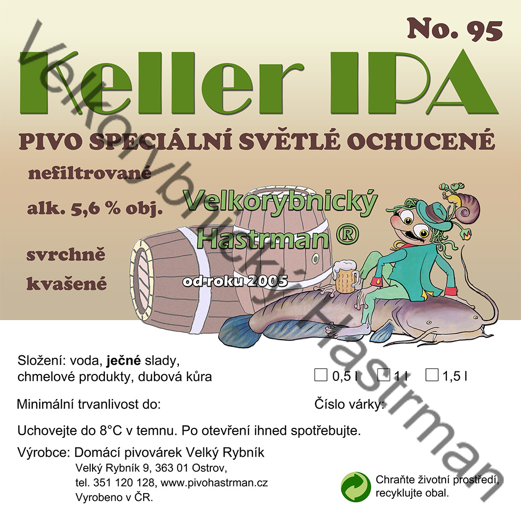 Etiketa Keller IPA No. 95 (2017) © Velkorybnický Hastrman