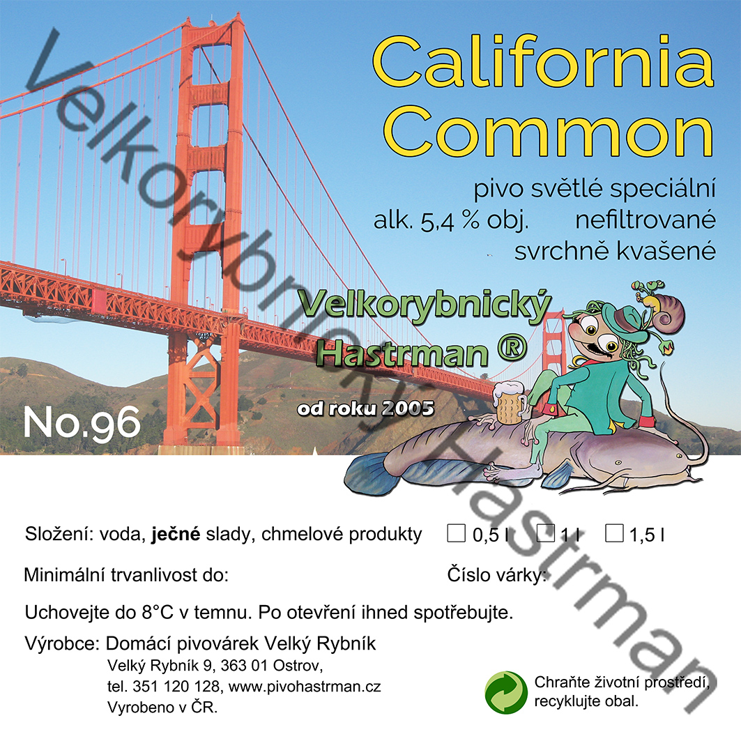 Etiketa California Common No. 96 (2018) © Velkorybnický Hastrman