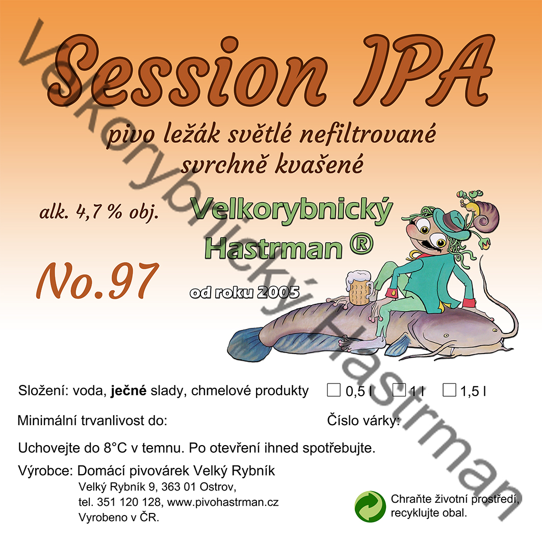 Etiketa Session IPA No. 97 (2018) © Velkorybnický Hastrman