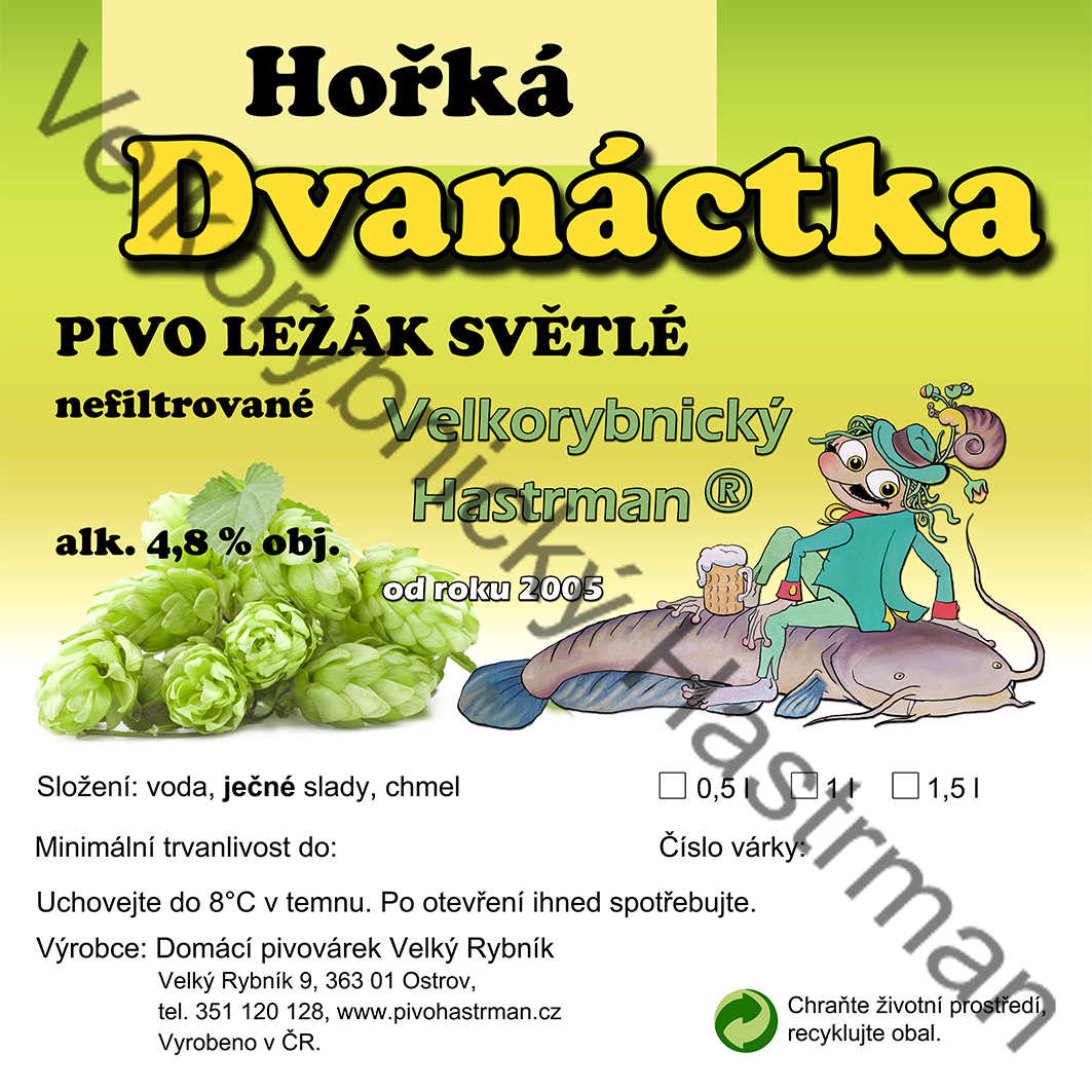 Etiketa Hořká dvanáctka (2019) © Velkorybnický Hastrman