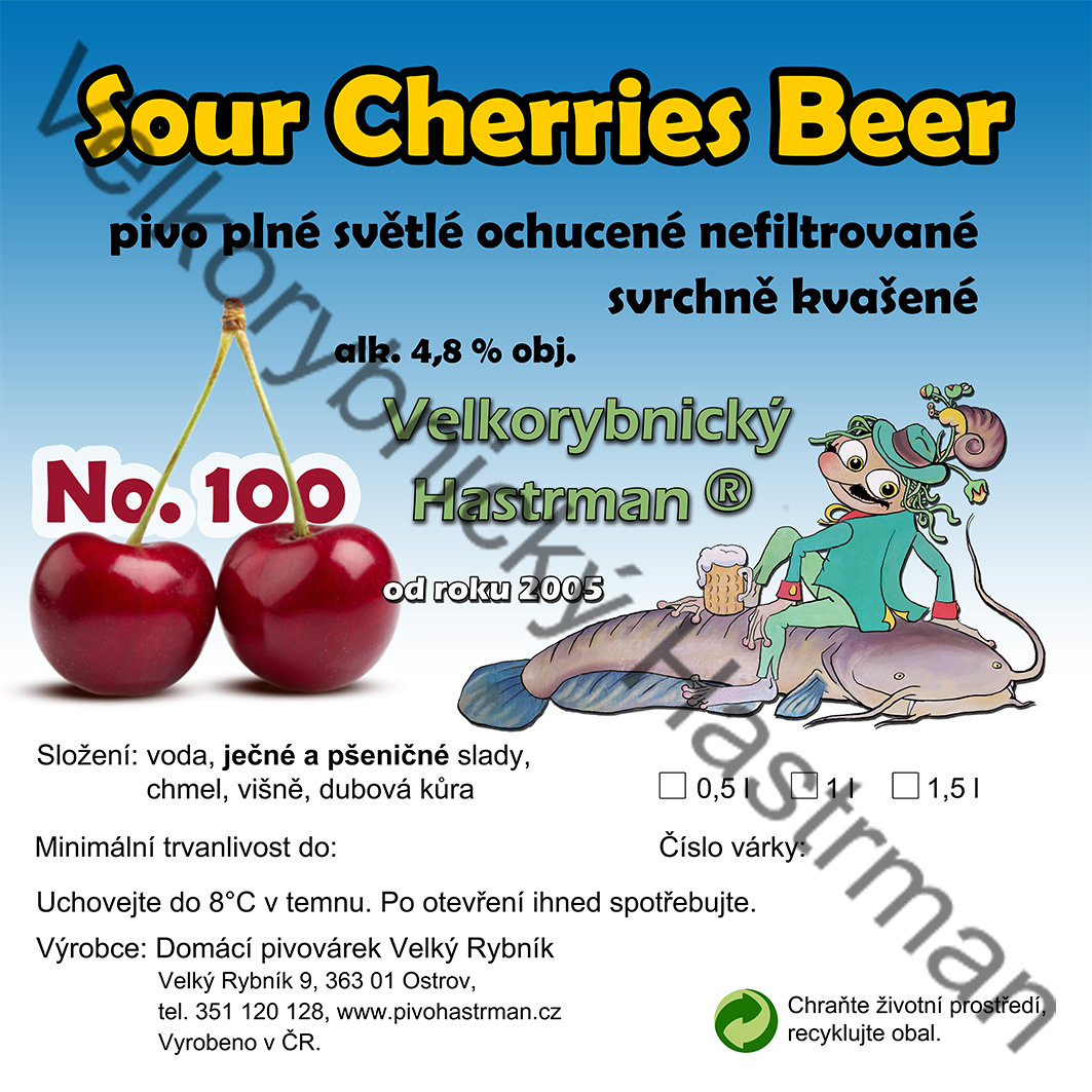 Etiketa Sour Cherries Beer No. 100 (2020) © Velkorybnický Hastrman