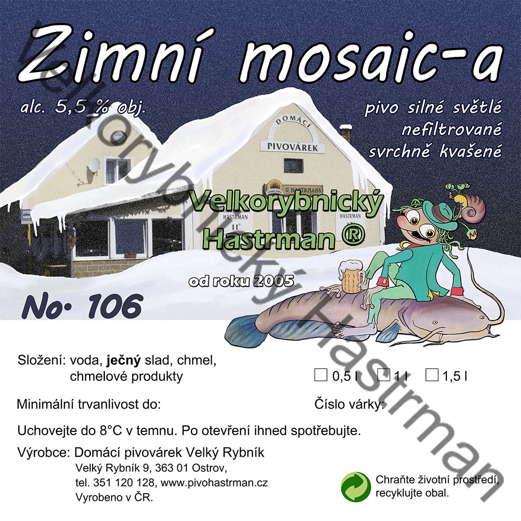 Etiketa Zimní mosaic-a No. 106 (2020) © Velkorybnický Hastrman