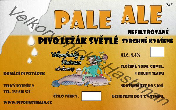Etiketa Pale ALE alc. 4,4% (2010) &copy; Velkorybnický Hastrman