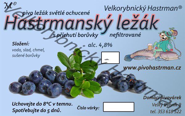 Etiketa Ležák s příchutí borůvky (2010) © Velkorybnický Hastrman