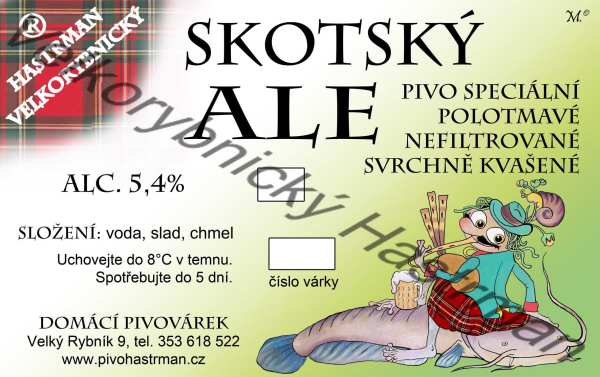 Etiketa Skotský Ale (2011) © Velkorybnický Hastrman